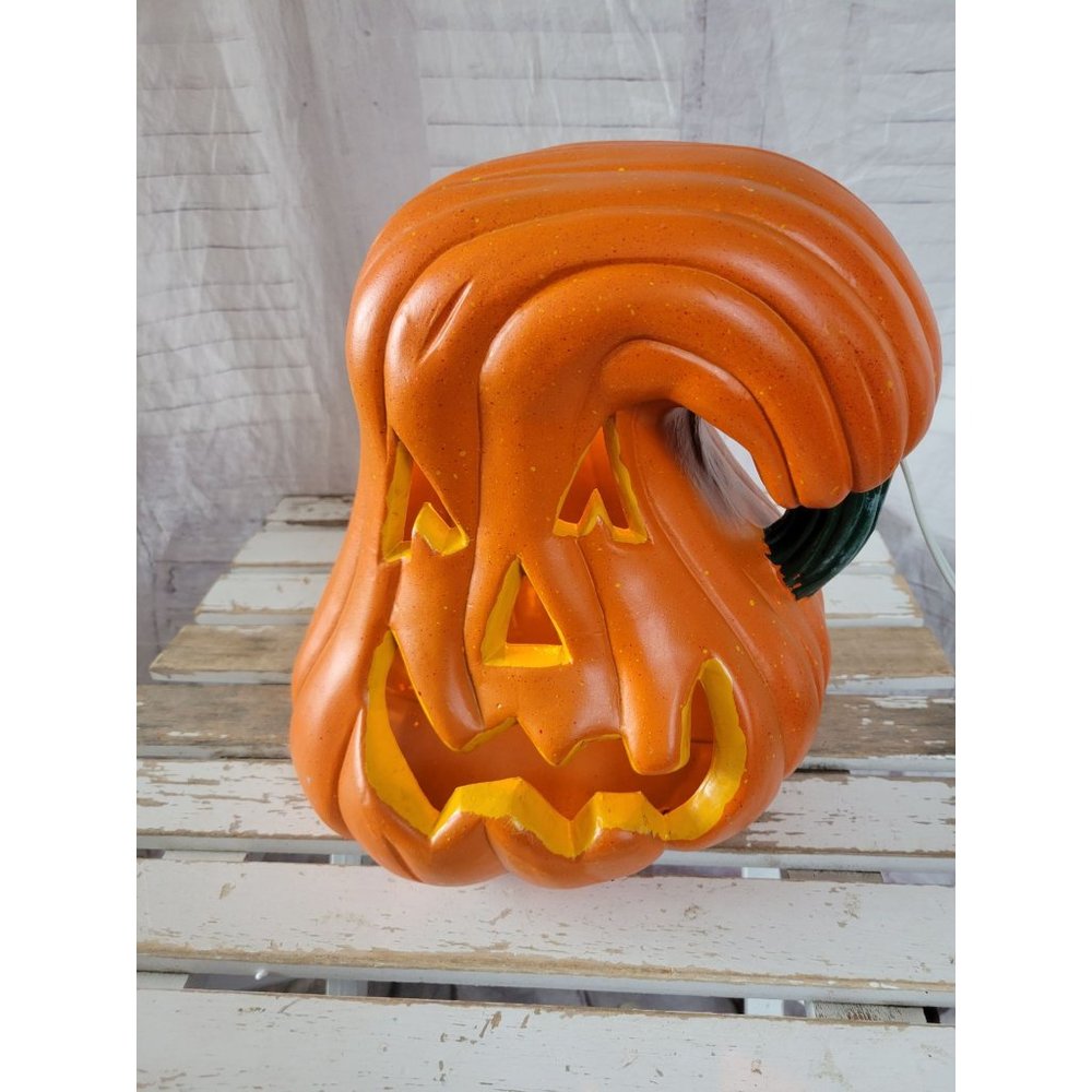 Gourd pumpkin Blue mold light up Halloween home decor unique vintage